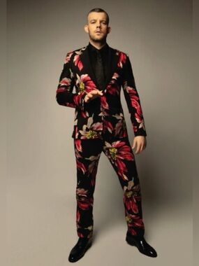 Mr. Turk Floral Tailored Tuxedo Pants Suit Trouser size 34